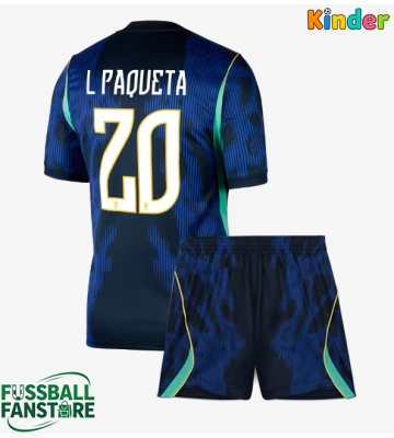 Brasilien Lucas Paqueta #20 Replik Auswärtstrikot Kinder WM 2026 Kurzarm (+ Kurze Hosen)